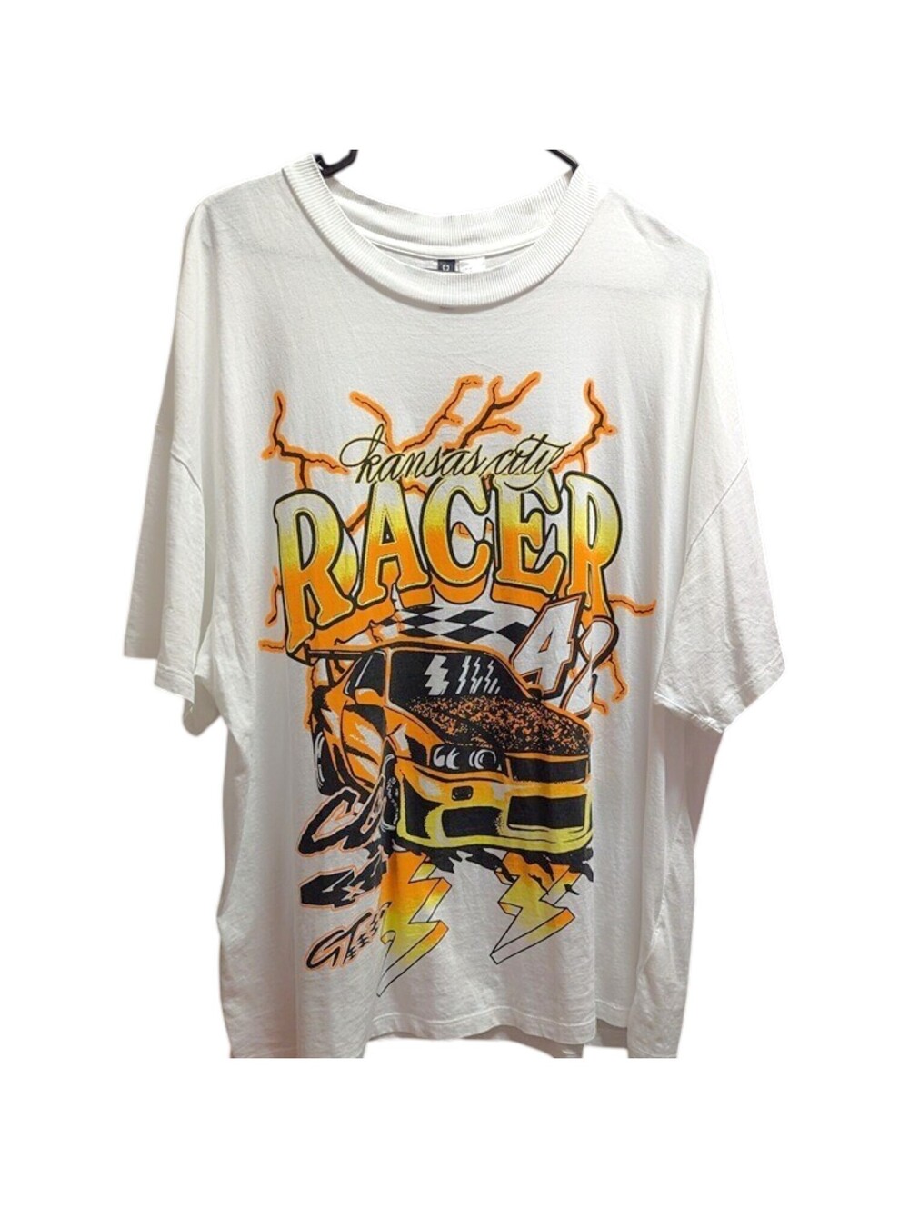 H&M Divided Oversized T Shirt M White Kansas City Racer JDM Graphic 26x29.5